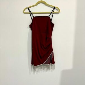 Women’s Mini Burgundy Fringe Dress Size M